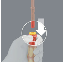 Darstellung des Einsetzens eines Schraubendrehers in einen Bithalter von Wera