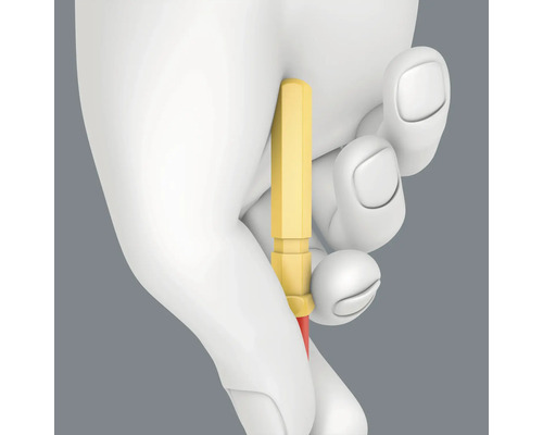 Hand hält Schraubendreher