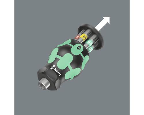 Wera Logo Schraubendreher mit Bitmagazin und Pfeil