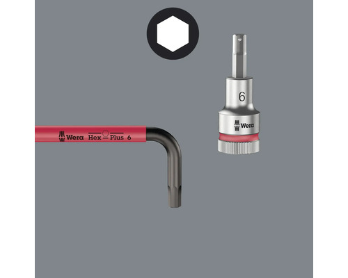 Wera Innensechskant-Schlüssel und Steckschlüsseleinsatz Größe 6
