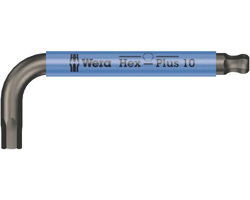 Wera Winkelschlüssel mit Kugelkopf und Hex-Plus Profil, Größe 10