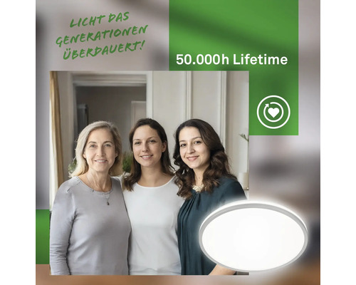 LED Deckenleuchte mit einer Lebensdauer von 50.000 Stunden.