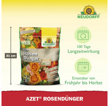 Azet Rosendünger in einer 31 Zentimeter hohen Verpackung für die Anwendung von Frühjahr bis Herbst