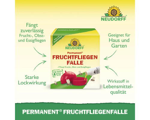 Neudorff Permanent Fruchtfliegenfalle Komplettset zur Bekämpfung von Frucht-, Obst- und Essigfliegen