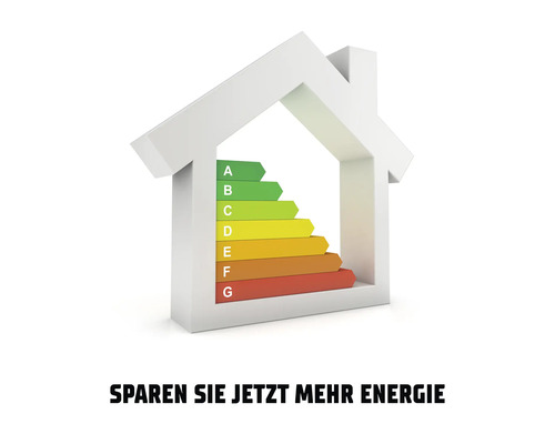 Energieeffizienzhaus mit Energieeffizienzpfeilen von A bis G