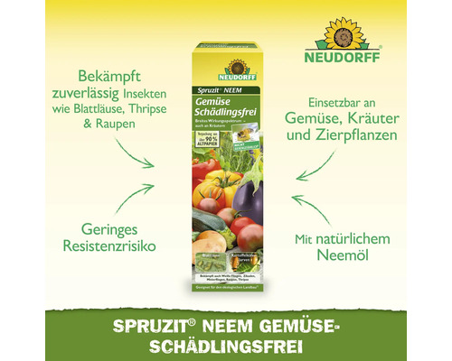 Neudorff Spruzit Neem Gemüse Schädlingsfrei zur Schädlingsbekämpfung an Gemüse, Kräutern und Zierpflanzen