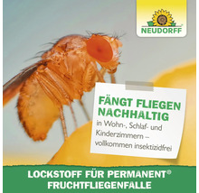 Neudorff Logo. Lockstoff für Fruchtfliegenfalle mit Fruchtfliege.