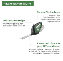 Akku-Grasschere/Strauchschere BOSCH AdvancedShear inkl. Akku 18 V, 2 Ah und Ladegerät