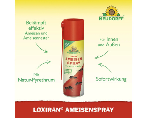 Loxiran Ameisenspray zur effektiven Bekämpfung von Ameisen und Ameisennestern, geeignet für Innen- und Außenbereiche, mit Natur-Pyrethrum, Neudorff Logo