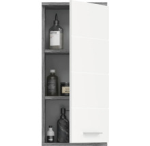 Badezimmerschrank mit Regalen und weißer Tür