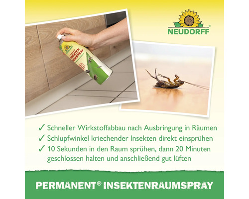 Darstellung eines Insektensprays von Neudorff im Einsatz gegen Insekten.