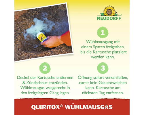 Anleitung zur Anwendung von Wühlmausgas mit Neudorff Logo