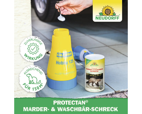 Gloria Handsprühgerät und Neudorff Marderschreck zur Marderabwehr