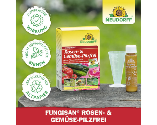 Fungisan Rosen und Gemüse Pilzfrei Packung mit Messbecher und Flasche