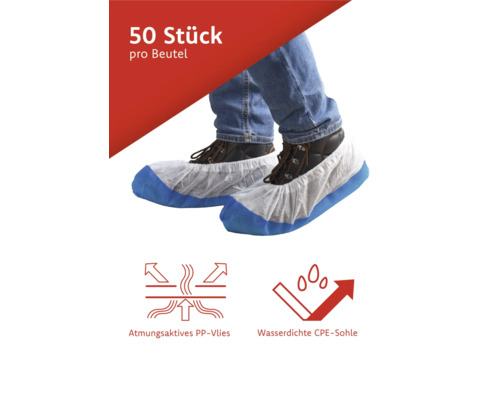 Überziehschuhe aus Polypropylen Vlies und CPE Sohle im 50er Beutel