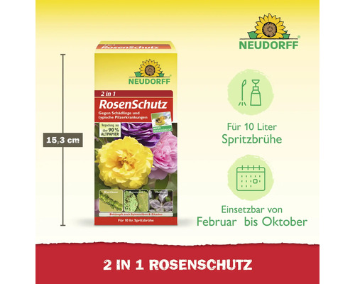 Neudorff 2 in 1 Rosenschutzmittel, 15,3 cm hoch, zur Schädlingsbekämpfung und gegen Pilzerkrankungen