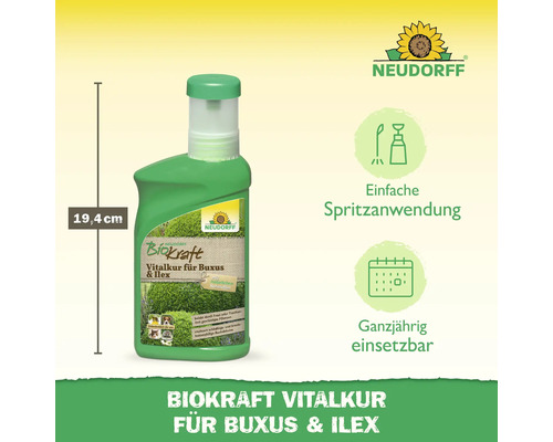 Neudorff Biokraft Vitalkur für Buchs und Ilex, 19,4 cm Höhe, zur einfachen Spritzanwendung, ganzjährig einsetzbar, Neudorff Logo