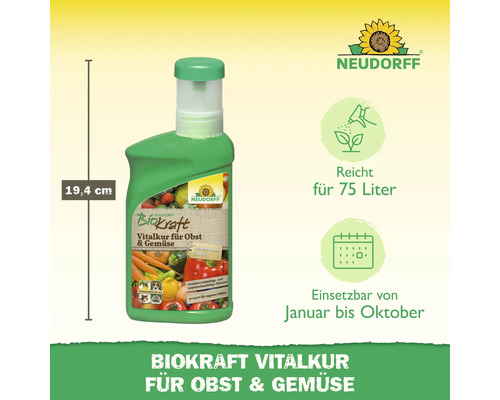 Neudorff Biokraft Vitalkur für Obst und Gemüse, Flasche mit 19,4 cm Höhe