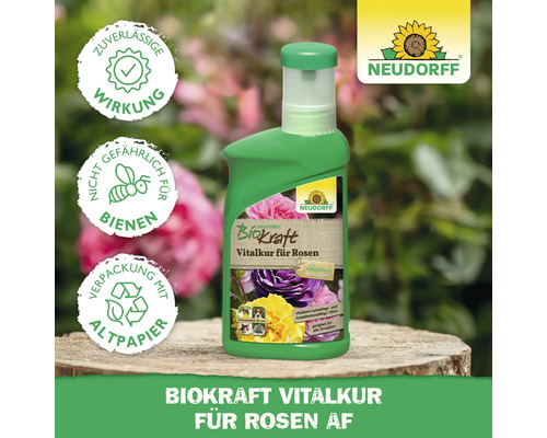 Neudorff Biokraft Vitalkur für Rosen, Rosen-Dünger in grüner Flasche