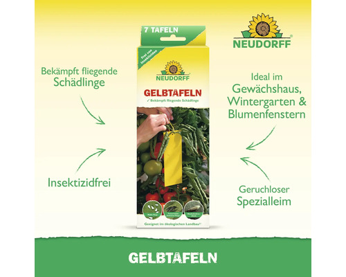 Neudorff Gelbtafeln zur Schädlingsbekämpfung im 7er-Pack, ideal für Gewächshäuser, Wintergärten und Blumenfenster
