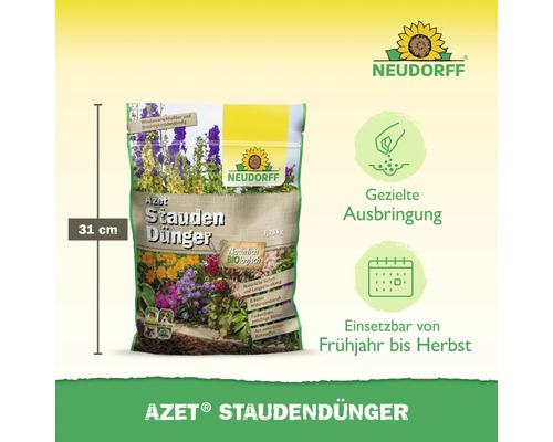Neudorff Azet Staudendünger in einer 31 Zentimeter hohen Verpackung