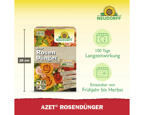 Neudorff Azet Rosendünger mit 28 Zentimeter Packungshöhe für 100 Tage Langzeitwirkung