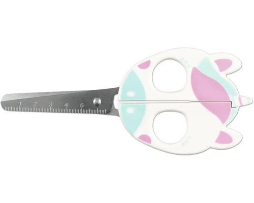 Kinderschere mit Messskala und Tierdesign