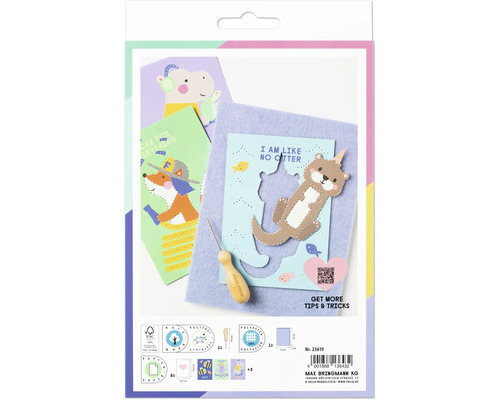 Bastelset zum Erstellen von Karten mit Tiermotiven, inklusive Nadel und Filz