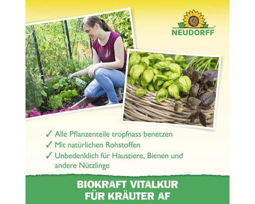 Anwendung und Vorteile der Biokraft Vitalkur für Kräuter von Neudorff im Überblick.