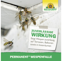 Wespenfalle mit Wespen und Neudorff Logo für den Aussenbereich