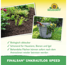 Finalsan Unkrautlos Speed Produktbild mit Garten und Eimer
