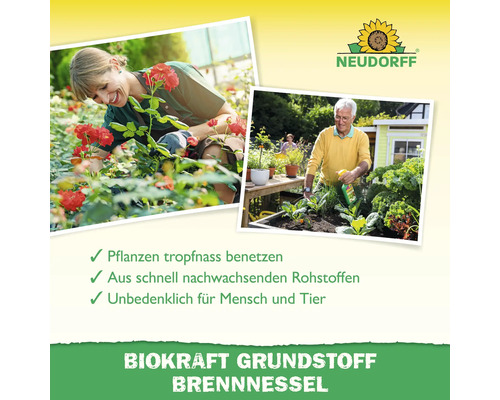 Anwendung von Neudorff Brennnessel Pflanzenstärkungsmittel im Garten.