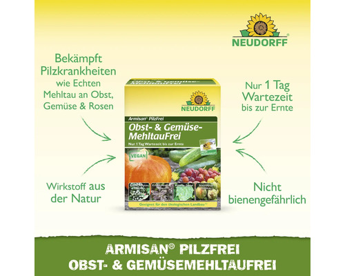 Armisan Pilzfrei Obst- und Gemüsespray zur Bekämpfung von Pilzkrankheiten, Neudorff Logo