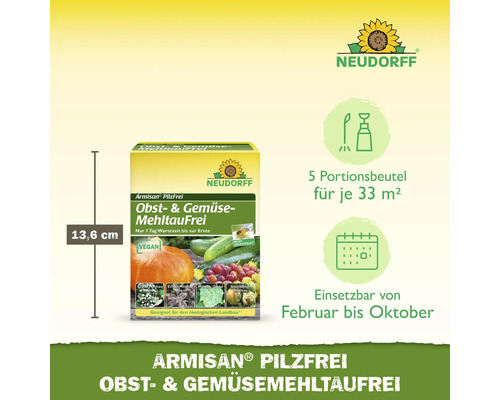 Armisan PilzFrei Obst- und Gemüsemittel gegen Mehltau von Neudorff, 13,6 cm hoch, geeignet für ökologischen Landbau, vegan