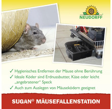 Sugan Mäusefallenstation mit Maus und Neudorff Logo