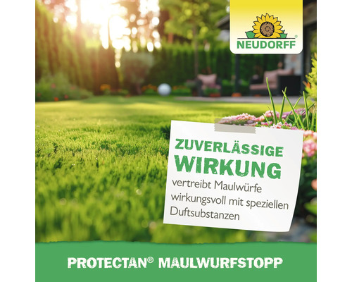 Protectan Maulwurfstopp für zuverlässige Wirkung zur Maulwurfvertreibung, Neudorff Logo