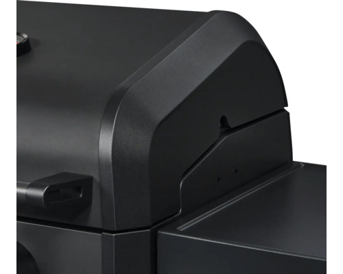 Detailansicht eines schwarzen Gasgrills