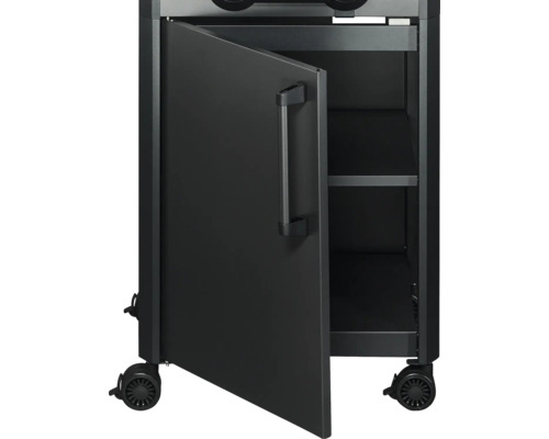 Grillunterschrank mit offener Tür und Rollen