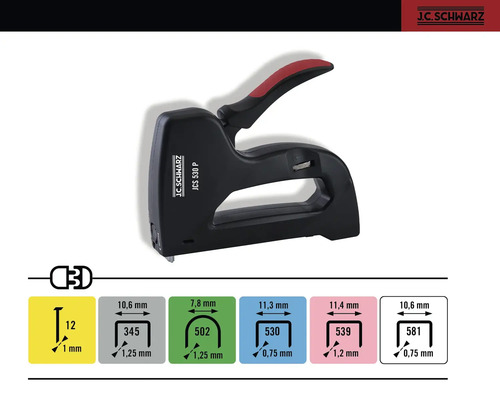 J C Schwarz Tacker mit Klammerinformationen