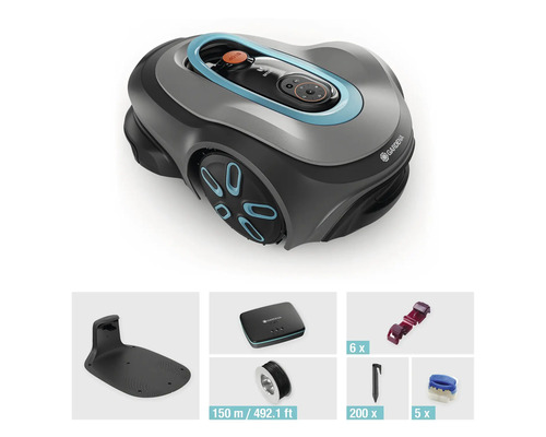 Gardena Mähroboter Set mit Ladestation, Gateway, Begrenzungskabel, Haken und Kabelverbindern
