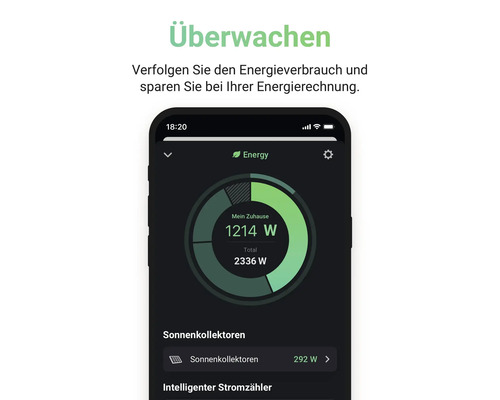 Smartphone-Bildschirm mit Anzeige des Energieverbrauchs