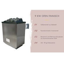 Elementsauna Karibu Bodo inkl. 9 kW Ofen u.ext.Steuerung ohne Dachkranz mit bronzierter Ganzglastüre