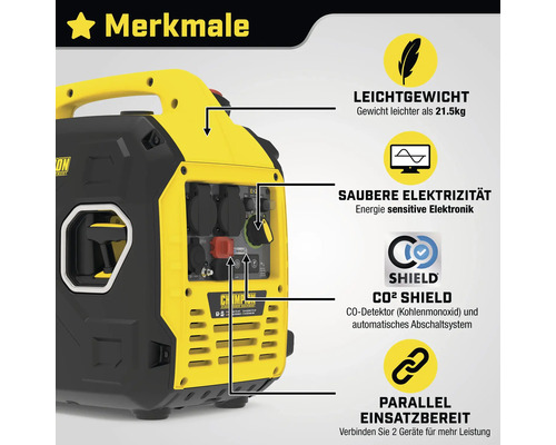 Champion Stromerzeuger mit Produktmerkmalen für geringes Gewicht, saubere Elektrizität, CO2 Shield und parallelen Einsatz