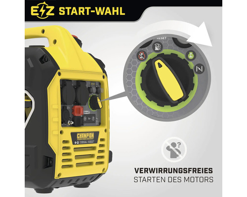 Champion Stromerzeuger mit Easy Start Wahlschalter für einfaches Motorstarten