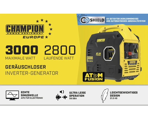Champion Stromerzeuger mit 3000 Watt maximaler Leistung und CO-Detektor