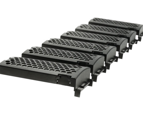 Sechs Lüftungsgitter aus Kunststoff