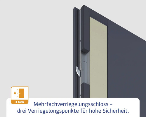 Detailansicht eines Mehrfachverriegelungsschlosses mit drei Verriegelungspunkten für erhöhte Sicherheit