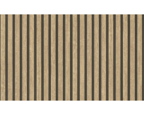 Paneelwand mit Holzlamellen