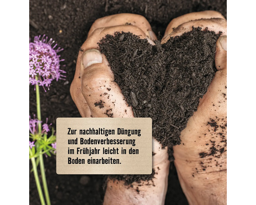 Hände formen Herz aus Erde zur Bodenverbesserung und nachhaltigen Düngung
