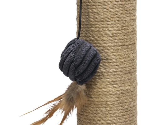 Katzenkratzbaum mit Spielzeugball und Federn